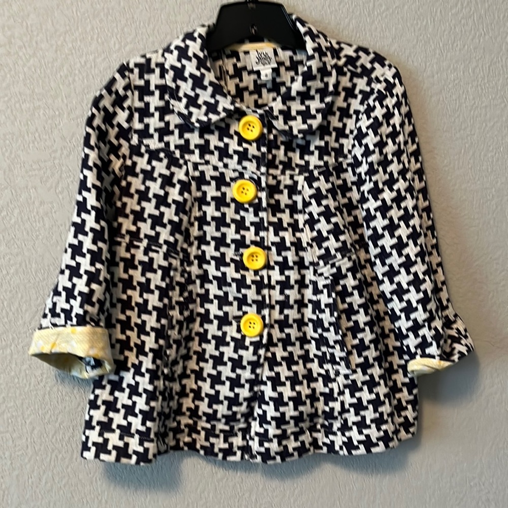 Ivy Jane navy/white houndstooth swing style jacket size small